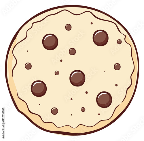 Delicious Chocolate Chip Cookie Cartoon Style Freshly Baked Treat Detailed Illustration