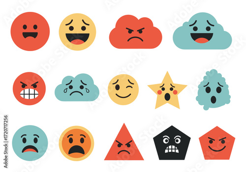 A diverse collection of cartoon faces conveying various emotions and feelings.