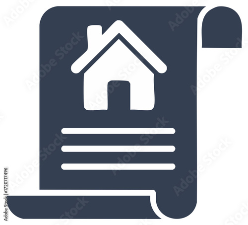 House Symbol on Document Paper for Real Estate or Legal Contract Illustration