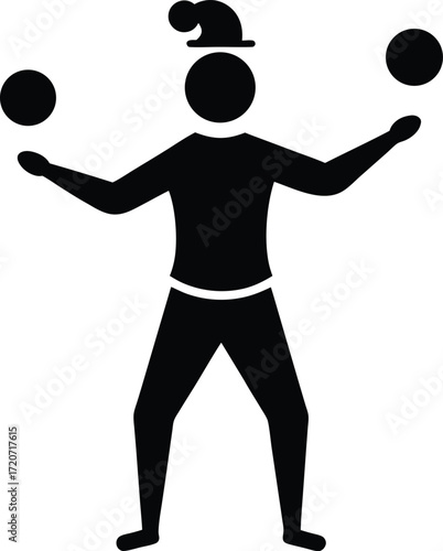 Juggler silhouette vector art illustration