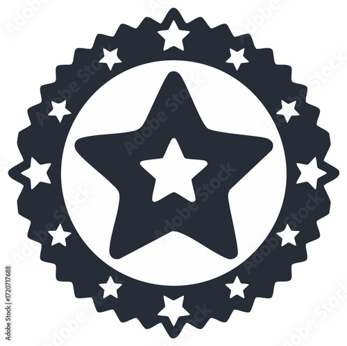 Star award seal vector icon for quality certification achievement and excellence