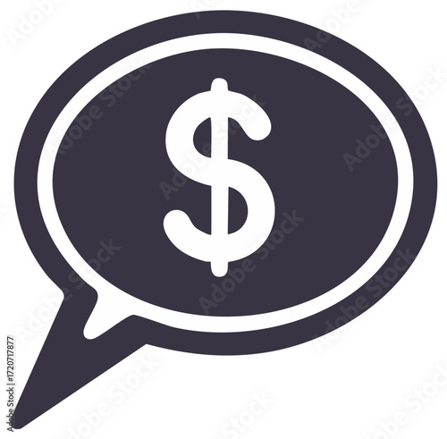 Thought Bubble with Dollar Sign Depicting Finance Discussion and Conversation