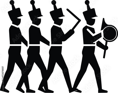 Marching band silhouette vector art illustration