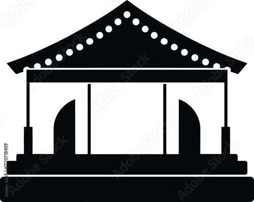 Open Air Performance Stage Silhouette Vector Art Illustration
