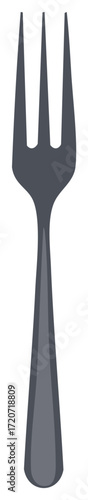Simple Gray Metal Fork with Three Tines and Tapered Handle