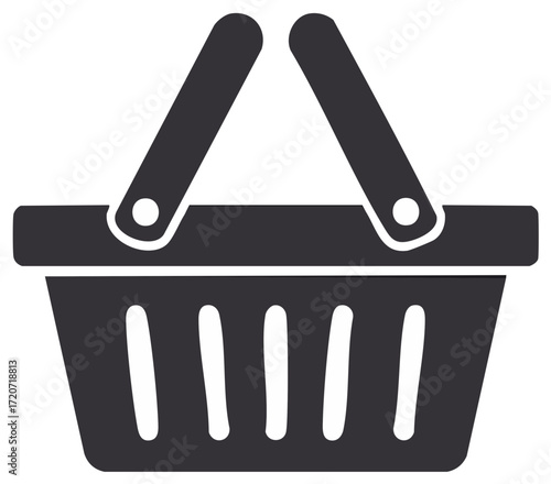 Basket Icon Shopping Grocery Container Empty Retail Market Purchase Symbol Vector