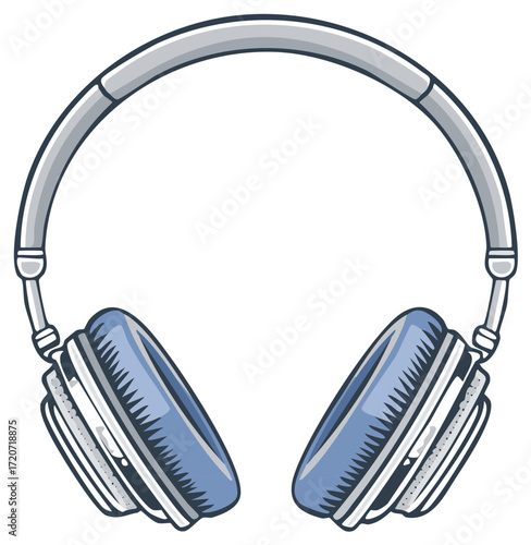 Wireless Headphones Illustration for Listening Music, Podcast, or Audiobooks Concept, Vector Graphics, Audio Technology
