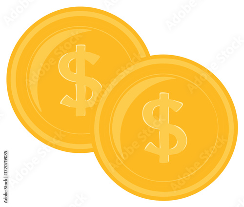 Golden dollar coins two graphic vector illustration finance concept money cash