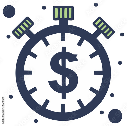 Stopwatch with Dollar Sign Illustrating Time is Money or Financial Deadline