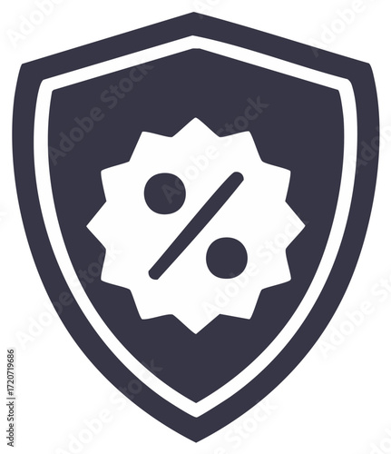 Secure discount shield icon with percentage symbol for protected deals and savings