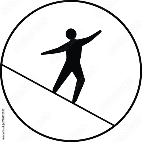Tightrope Walker Silhouette Vector Art Illustration