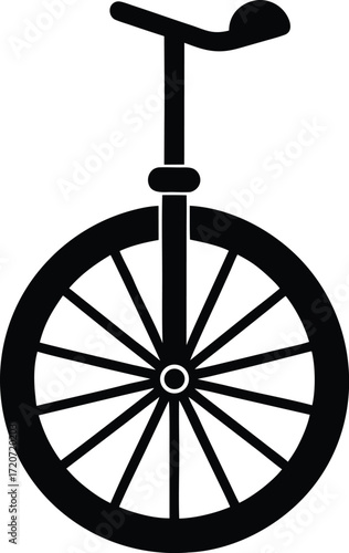 Unicycle Silhouette Vector Art Illustration