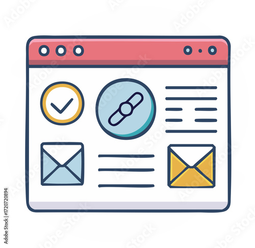 Website Interface Elements with Icons and Text Lines