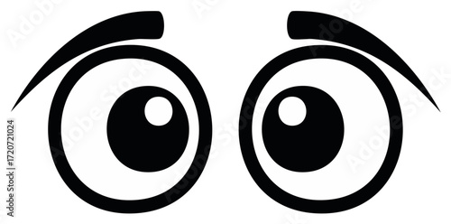 Illustration of a pair of cartoon eyes in black and white, showing various emotions.
