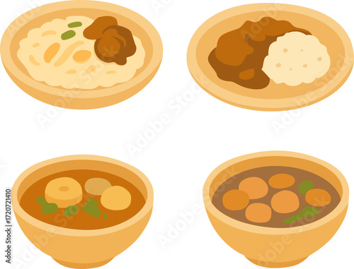 set of indonesin food in vector