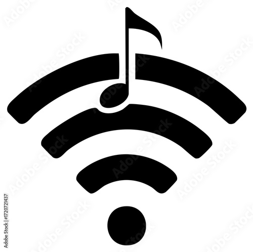 Iconic representation of digital music transmission via wireless internet network connection