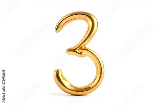golden font number 3 in the white background.