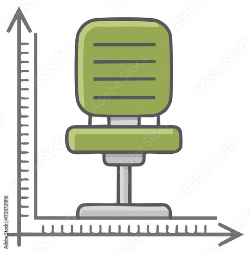Office chair with x and y axis illustration. Vector graph concept.