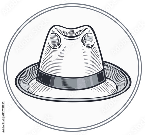 Stylish Fedora Hat with Band Illustration Classic Headwear Accessory in Circle Design