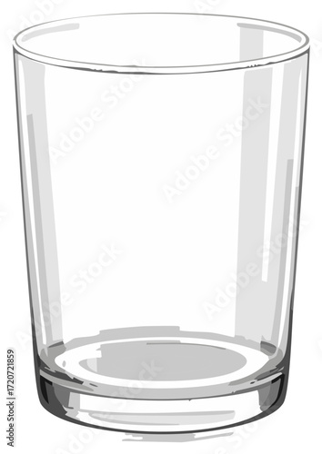 Simple clear empty drinking glass isolated beverage container illustration art