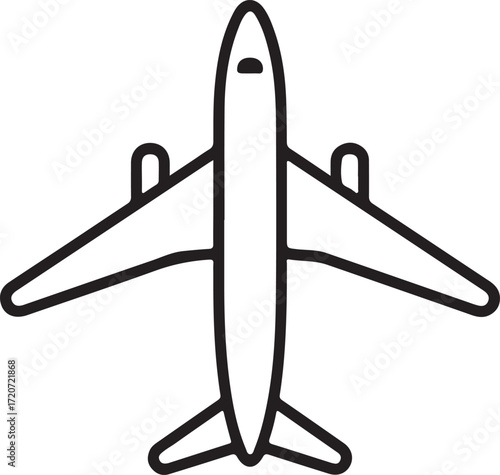 Airplane icon in outline vector style with white background (2).eps