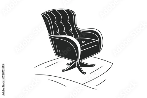 black  comfortable chair vector on  white  background