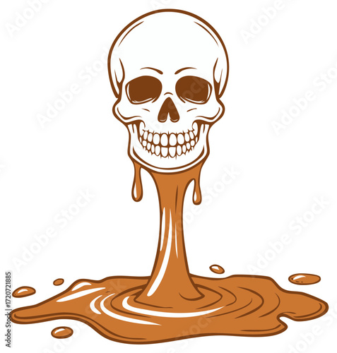Human Skull Vector Dripping Caramelized Liquid Design Element Halloween Decoration