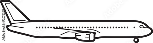 Airplane side icon in outline vector style with white background (1).eps