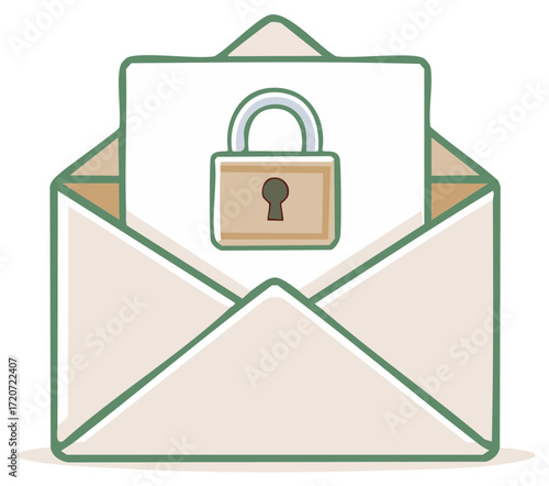 Stylized Envelope with Padlock Graphic Representing Secure Communication and Data Privacy Assurance