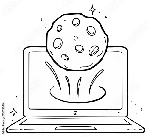 Laptop with Cookie Illustration Digital Technology Concept