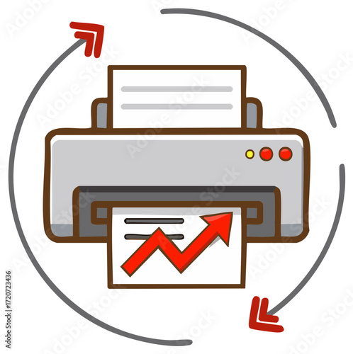 Printing concept graph upward arrow printer output digital illustration