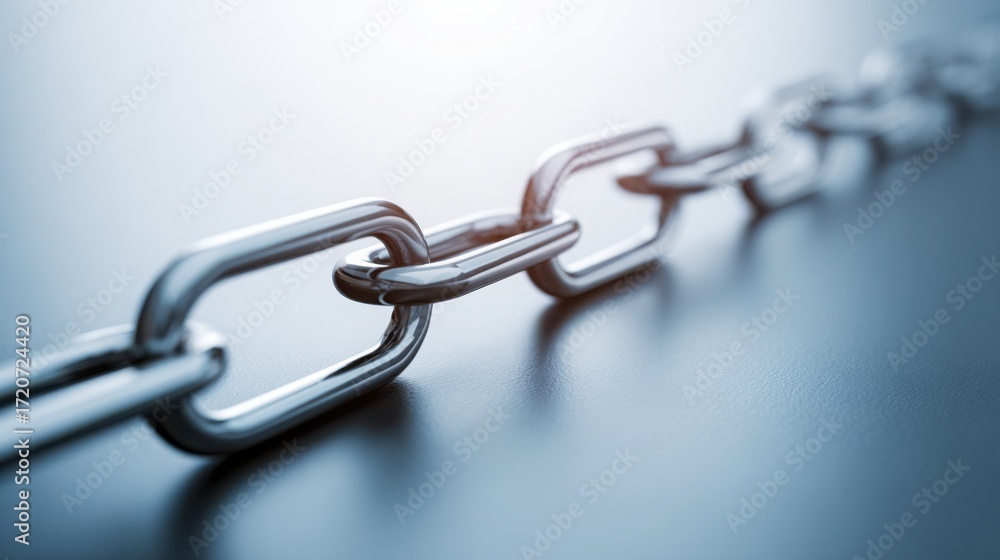Obraz premium Close-up view of a strong chain symbolizing the concept of expansion roadmap in blockchain business strategies
