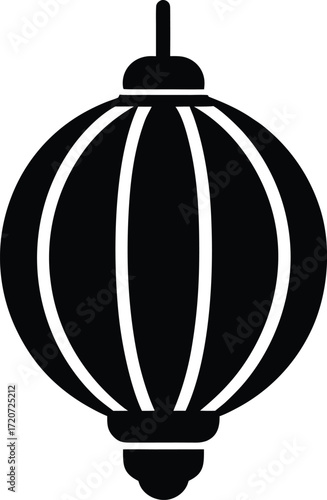 Chinese lantern silhouette vector art illustration