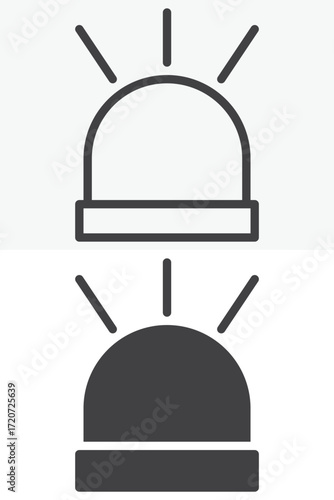 Flasher siren emergency icon set in outline and solid style