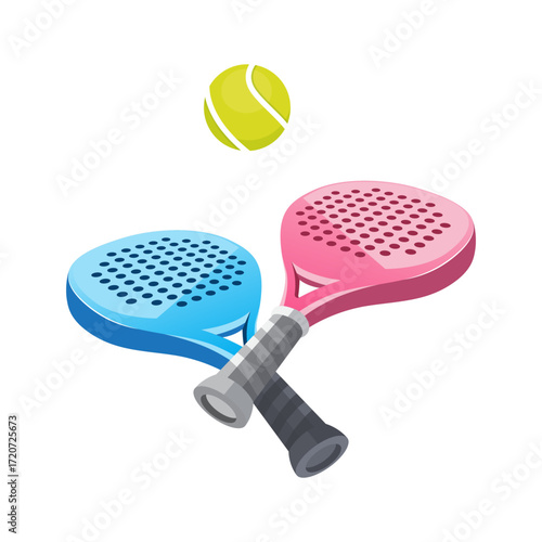 Padel tennis racket and ball vector design. Modern realistic padel tennis vector illustration isolated on white background