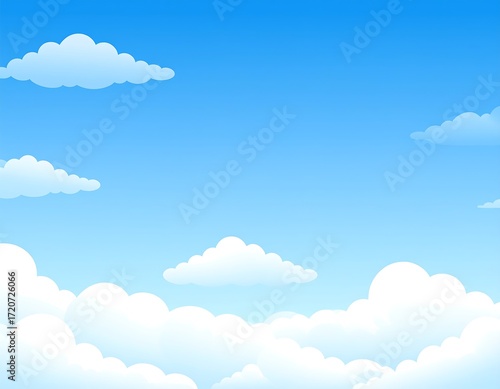 Cartoon sky with fluffy clouds