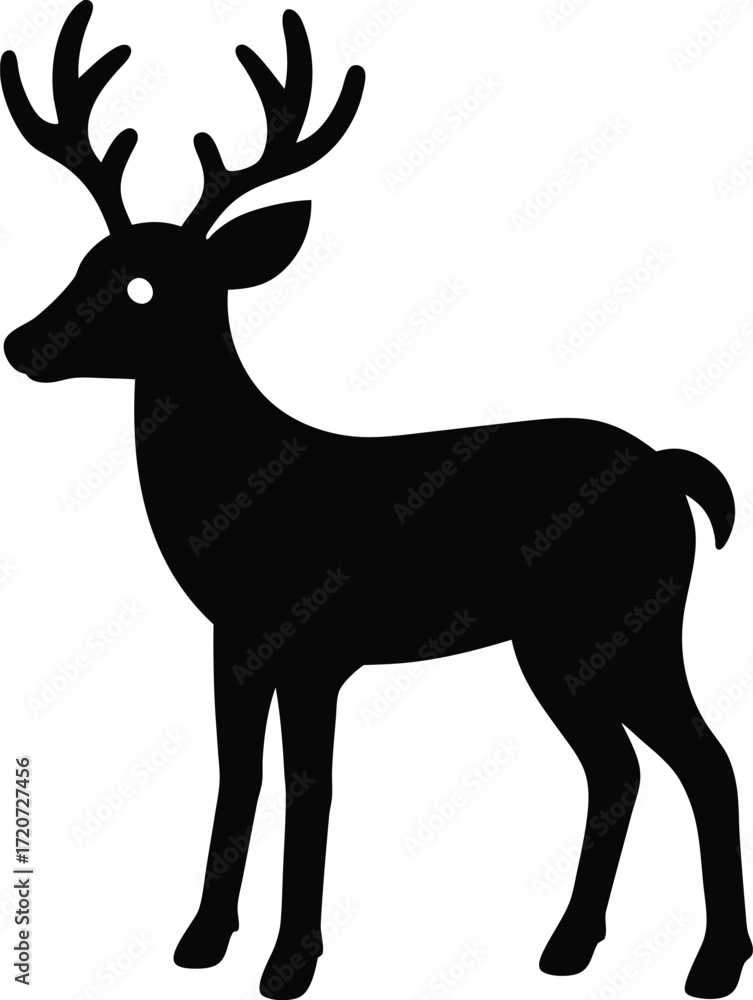 Fototapeta premium Reindeer Silhouette Vector Art Illustration