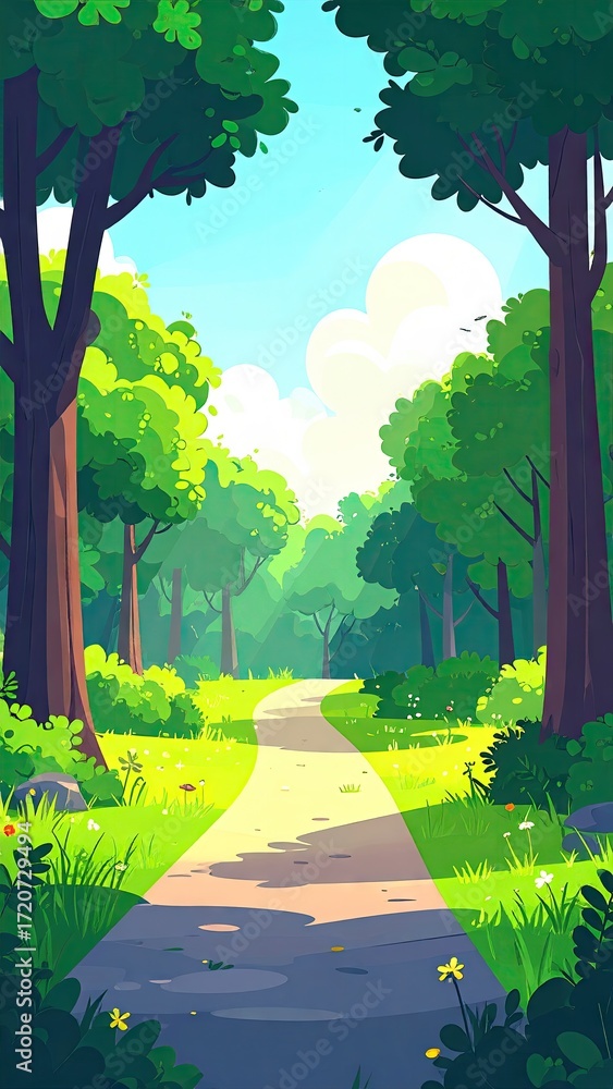 Obraz premium Sunny path through a lush forest
