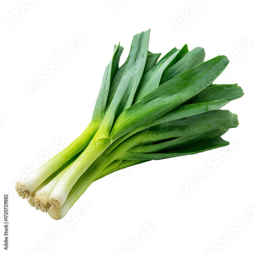 Fresh bunch of vibrant green leeks