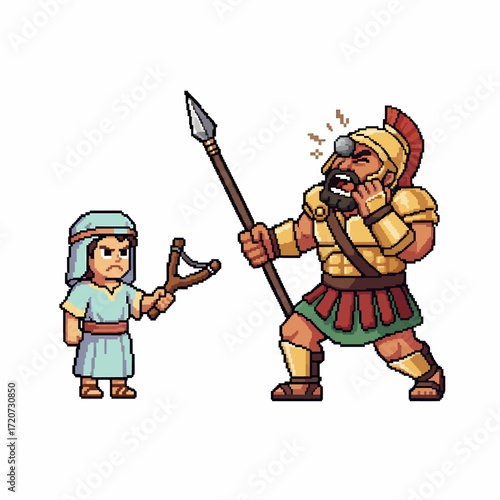 David and Goliath Pixel Art A Classic Battle Reimagined in Retro Style
