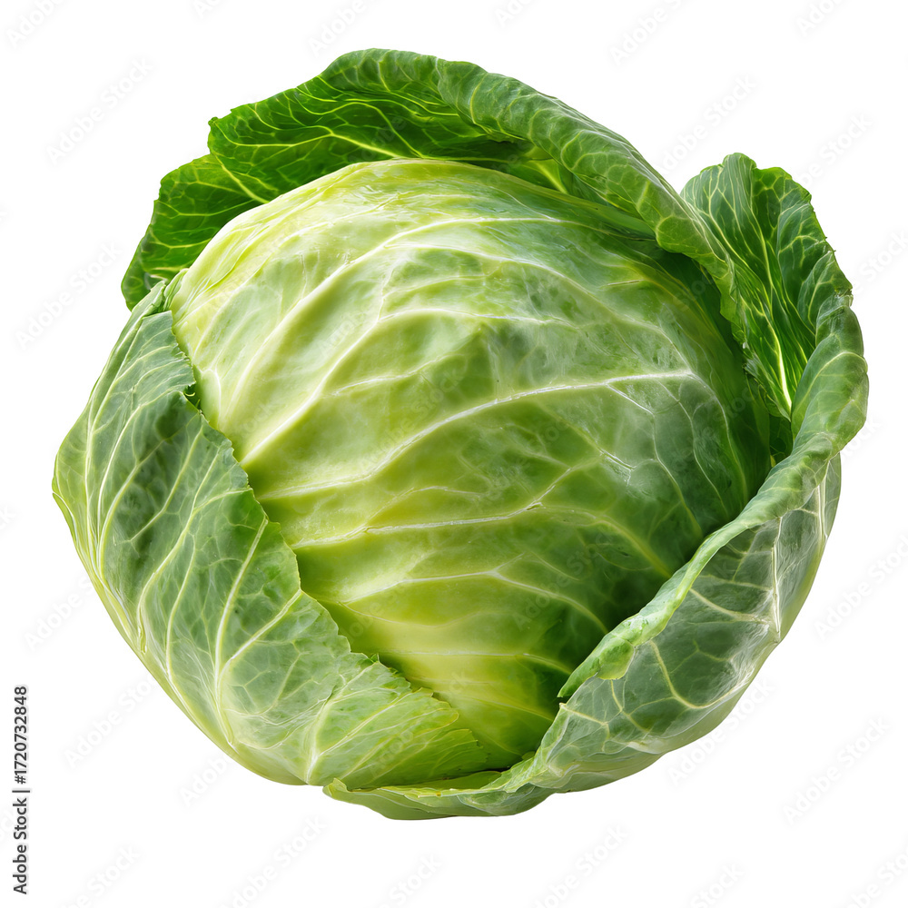 Obraz premium Fresh head of green cabbage