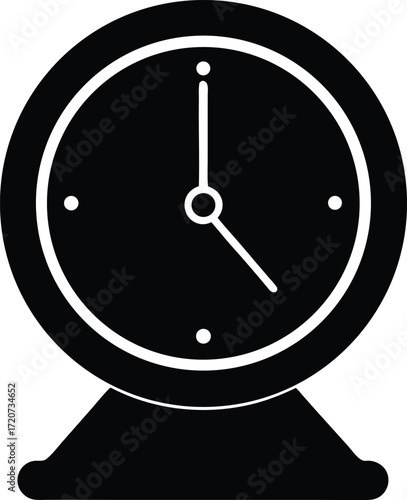 Desk Clock Silhouette Vector Art Illustration