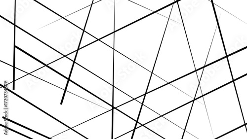 Abstract white background with random black lines, Random lines background. Abstract stripes or Geometric pattern.