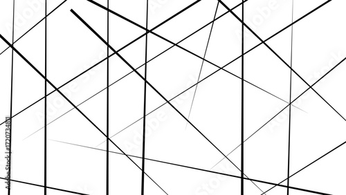 Abstract white background with random black lines, Random lines background. Abstract stripes or Geometric pattern.