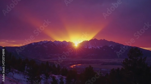 Paint a stunning sunrise over Pikes Peak, with the golden rays of light peeking over the majestic mountain. 