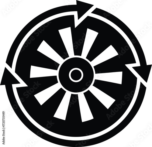 Loading Spinner Clock Style Silhouette Vector Art Illustration