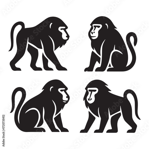 Photography A diverse set of black vector silhouettes of wild animals and domestic pets like