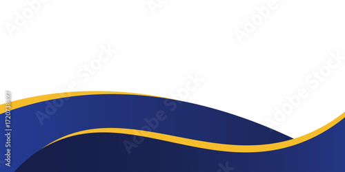 Vector blue line background curve element with yellow space for text and message design, overlapping layers. Eps10