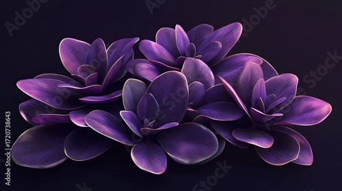 purple Pachyphytum plant with fat leaves, dark background 
