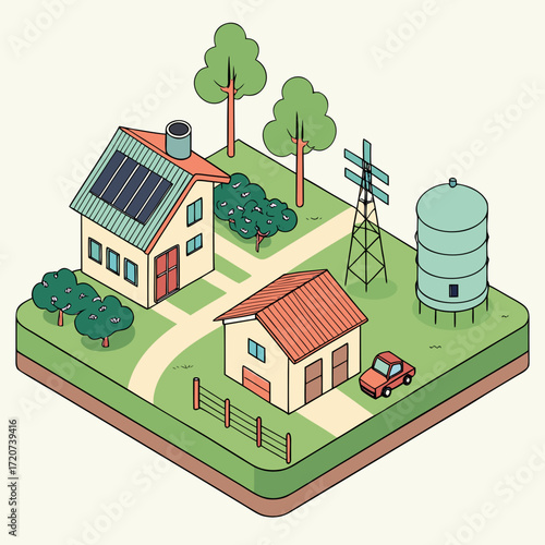 vector isometric city